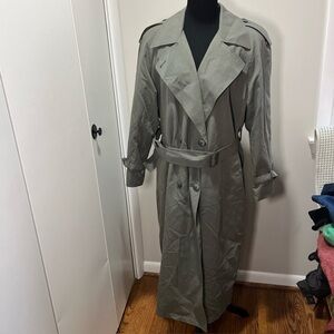 Vintage London Fog Belted Trench Coat Womens 14W Olive Green Thermal Lined